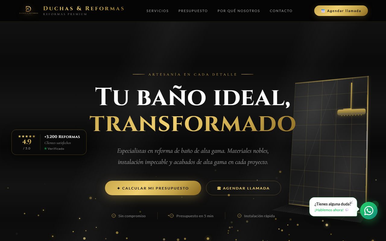 Web de Duchas & Reformas hecha por Visionarios Company