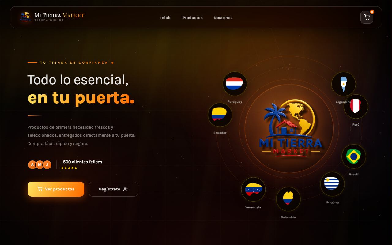 Web de Mi Tierra Market hecha por Visionarios Company